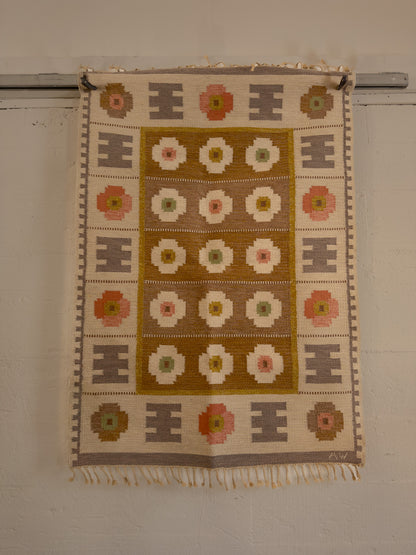 Swedish Flatweave Rug signed AW, c. 1970