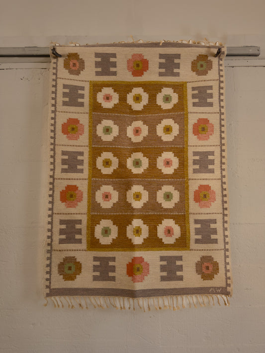 Swedish Flatweave Rug signed AW, c. 1970
