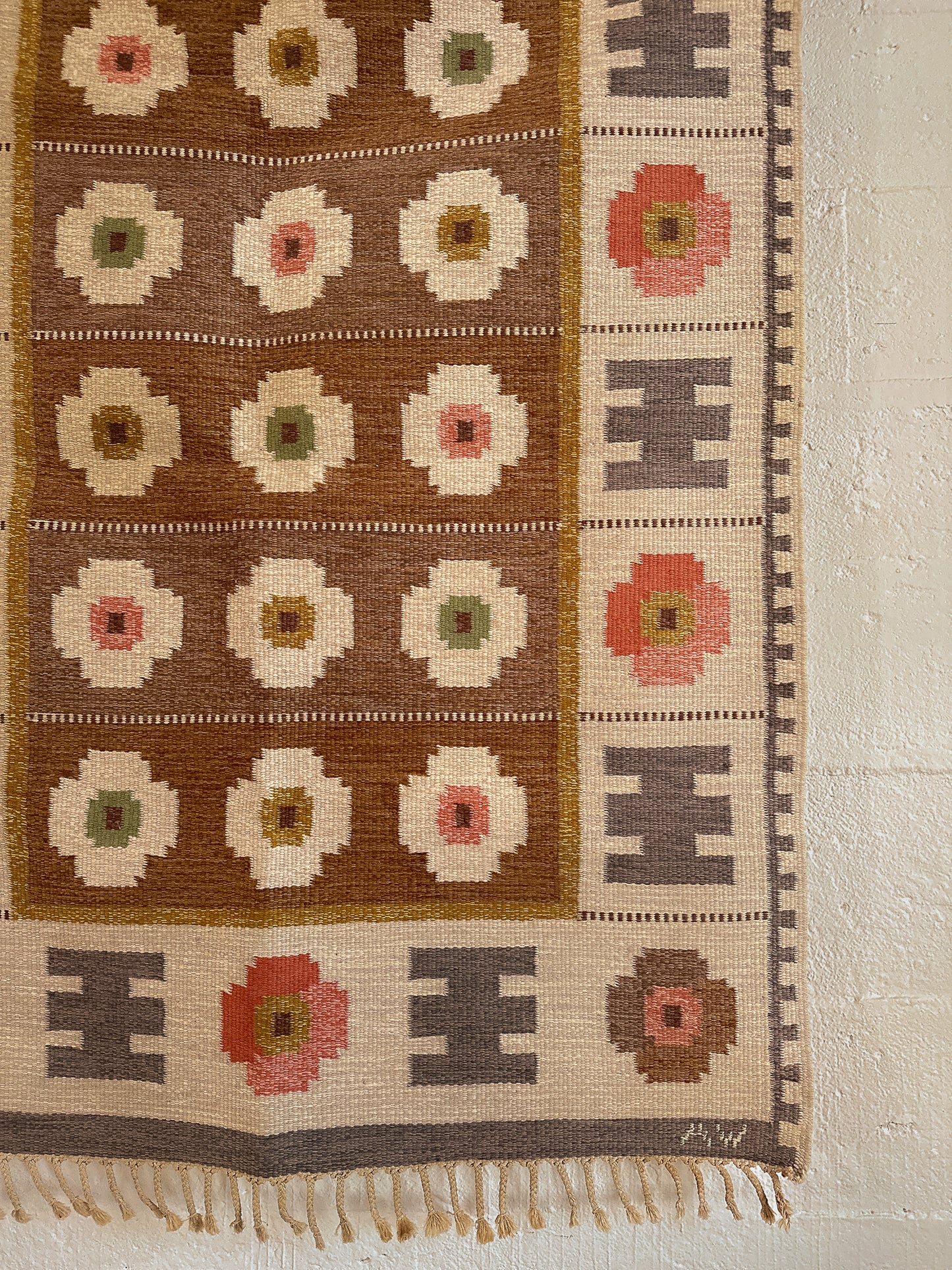 Swedish Flatweave Rug signed AW, c. 1970