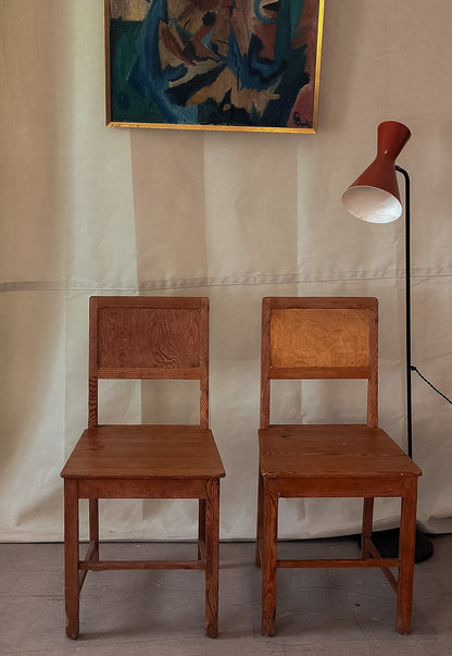 Swedish Pine Country Chairs, Pair, Early 20th C.