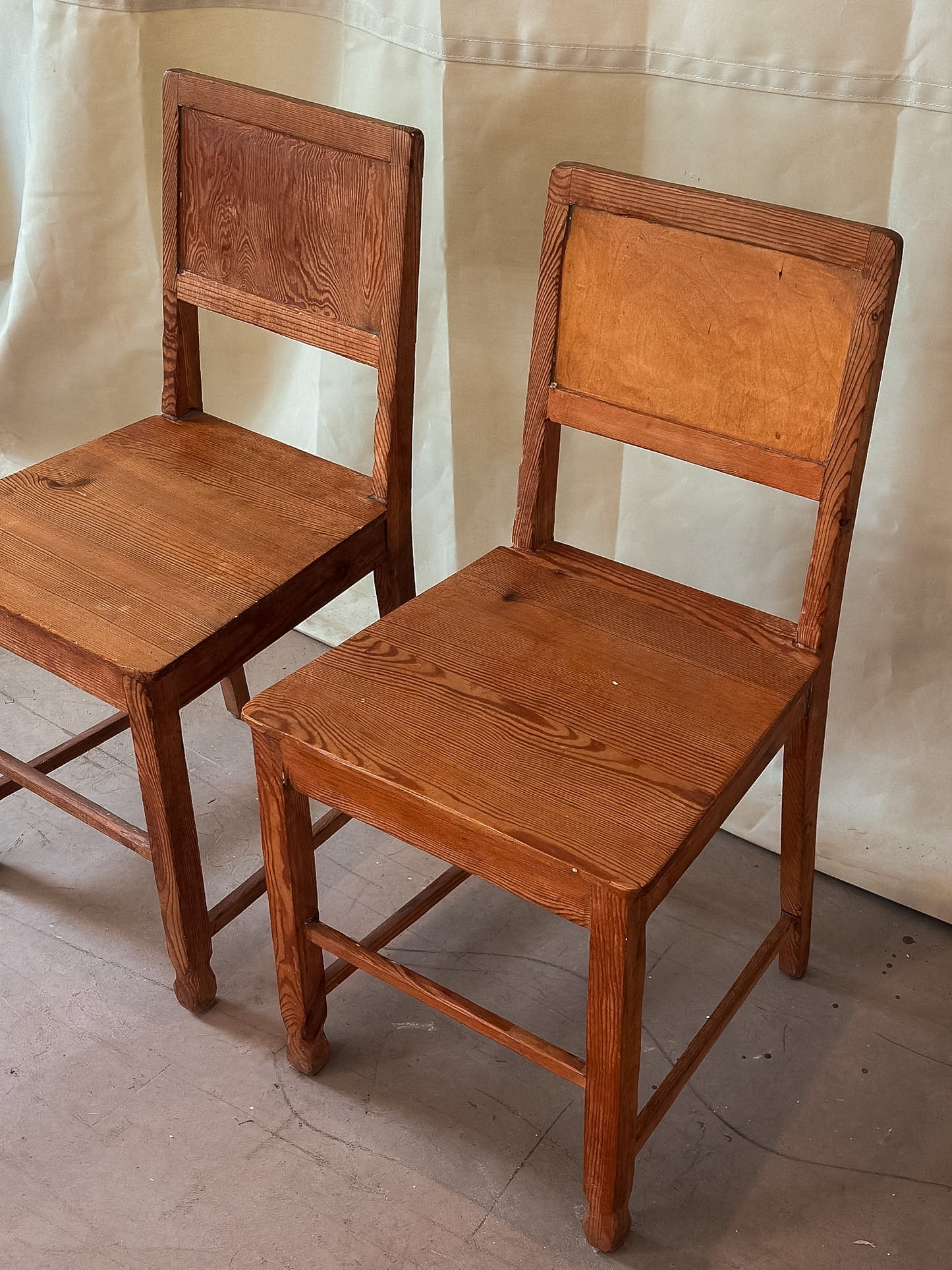 Swedish Pine Country Chairs, Pair, Early 20th C.