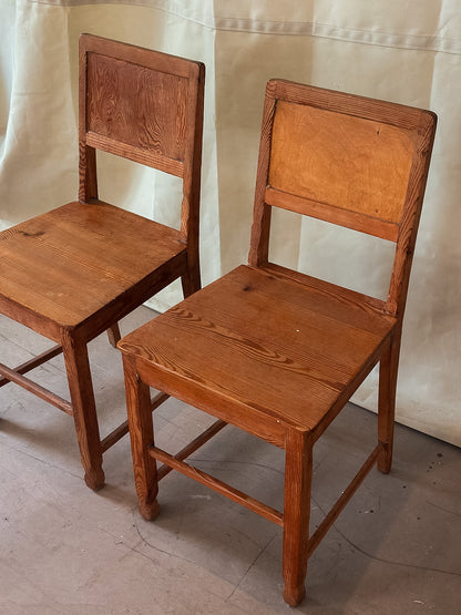 Swedish Pine Country Chairs, Pair, Early 20th C.