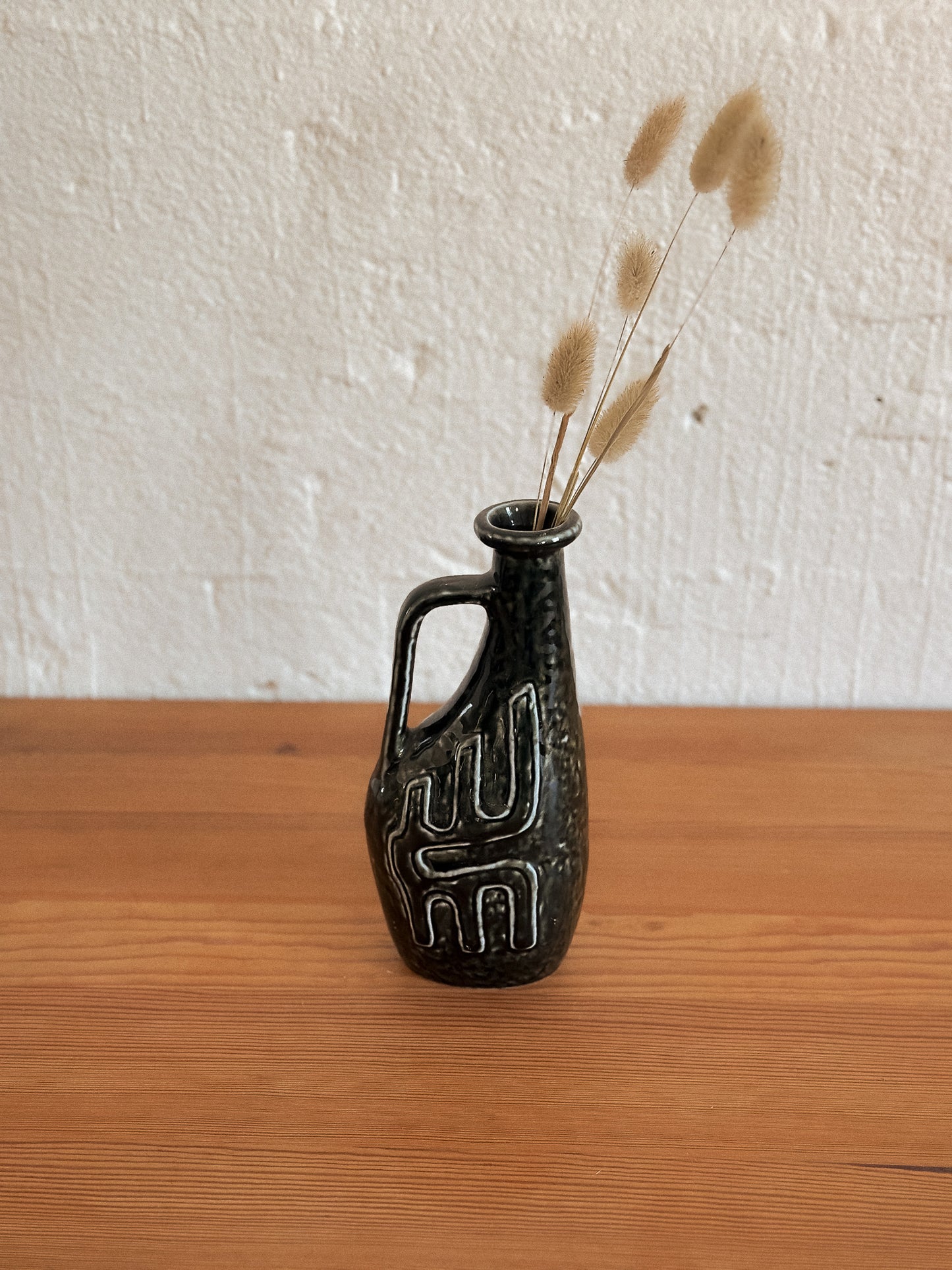 Vintage Forest Green Ceramic Vase, Swedish
