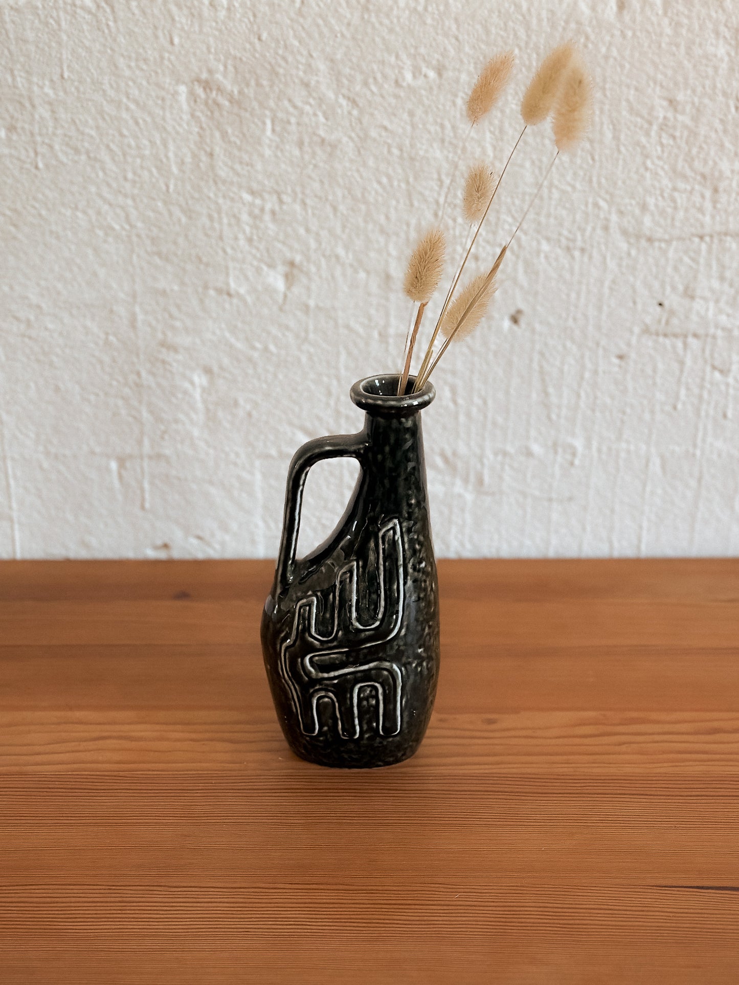 Vintage Forest Green Ceramic Vase, Swedish