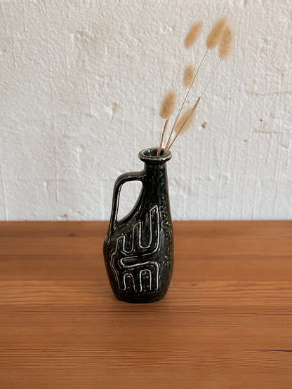 Vintage Forest Green Ceramic Vase, Swedish