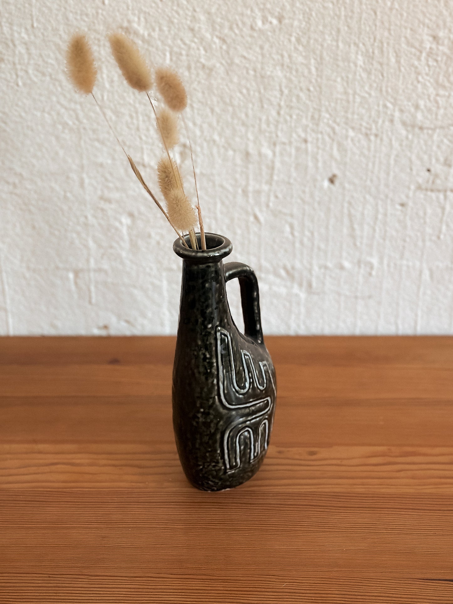 Vintage Forest Green Ceramic Vase, Swedish