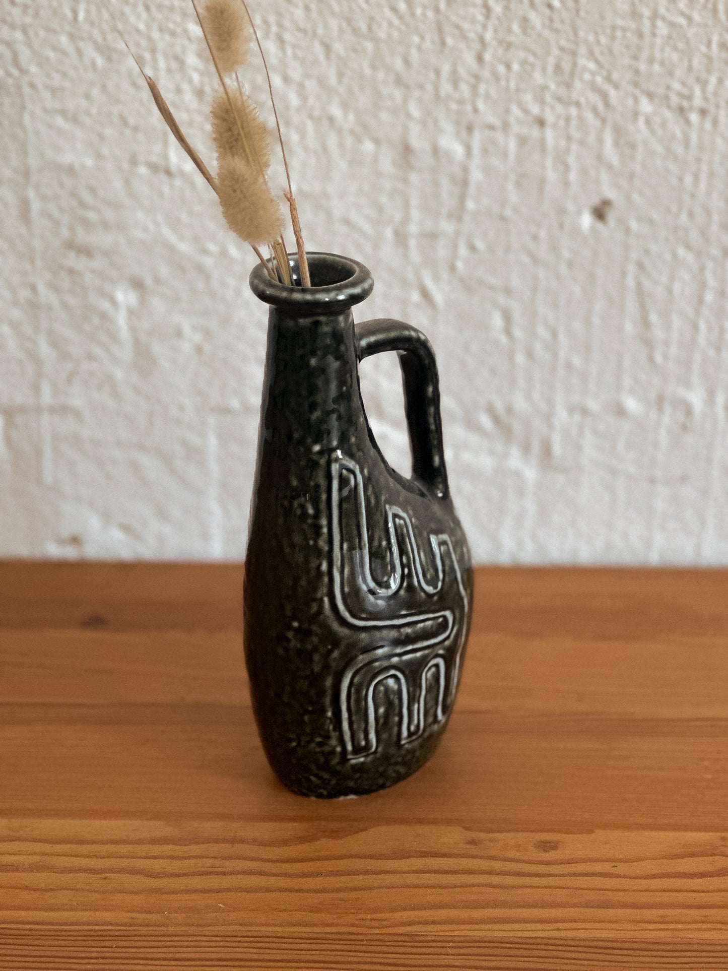 Vintage Forest Green Ceramic Vase, Swedish