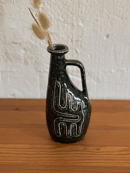 Vintage Forest Green Ceramic Vase, Swedish