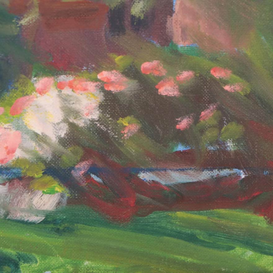 Figure in Garden Oil Painting, Anonymous