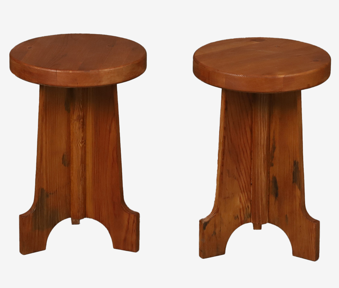 Pair of Pine Stools or Side Tables 20th Century, Sweden (Coming Soon)