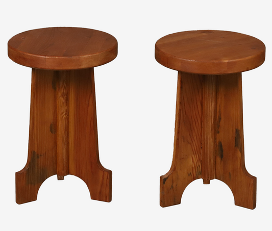 Pair of Pine Stools or Side Tables 20th Century, Sweden (Coming Soon)