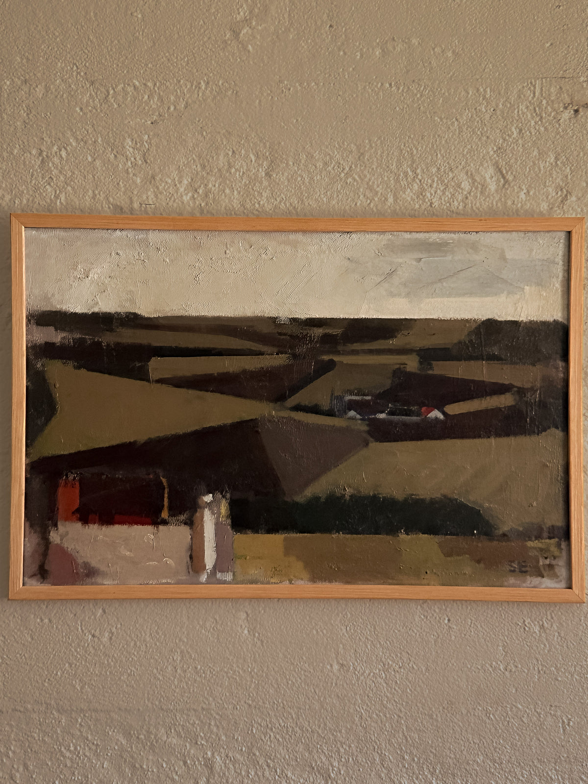 Fields and Farmhouse Oil on Canvas, Danish Artist