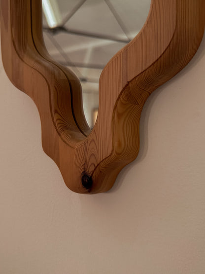 Shaped Pine Wall Mirror, Sweden