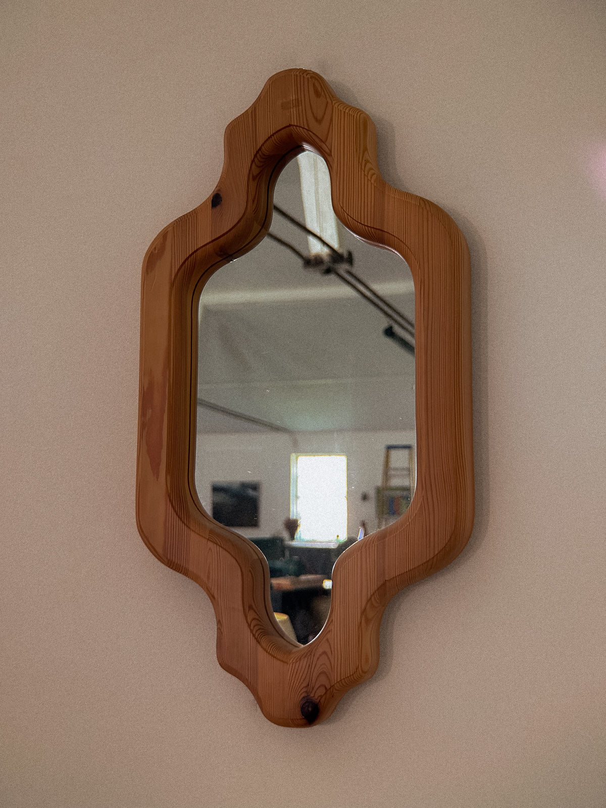Shaped Pine Wall Mirror, Sweden