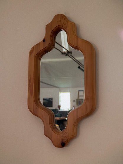 Shaped Pine Wall Mirror, Sweden