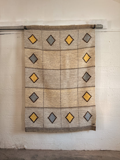 Handwoven Flatweave Rug, Rölakan Technique, Signed by Artist c. 1970