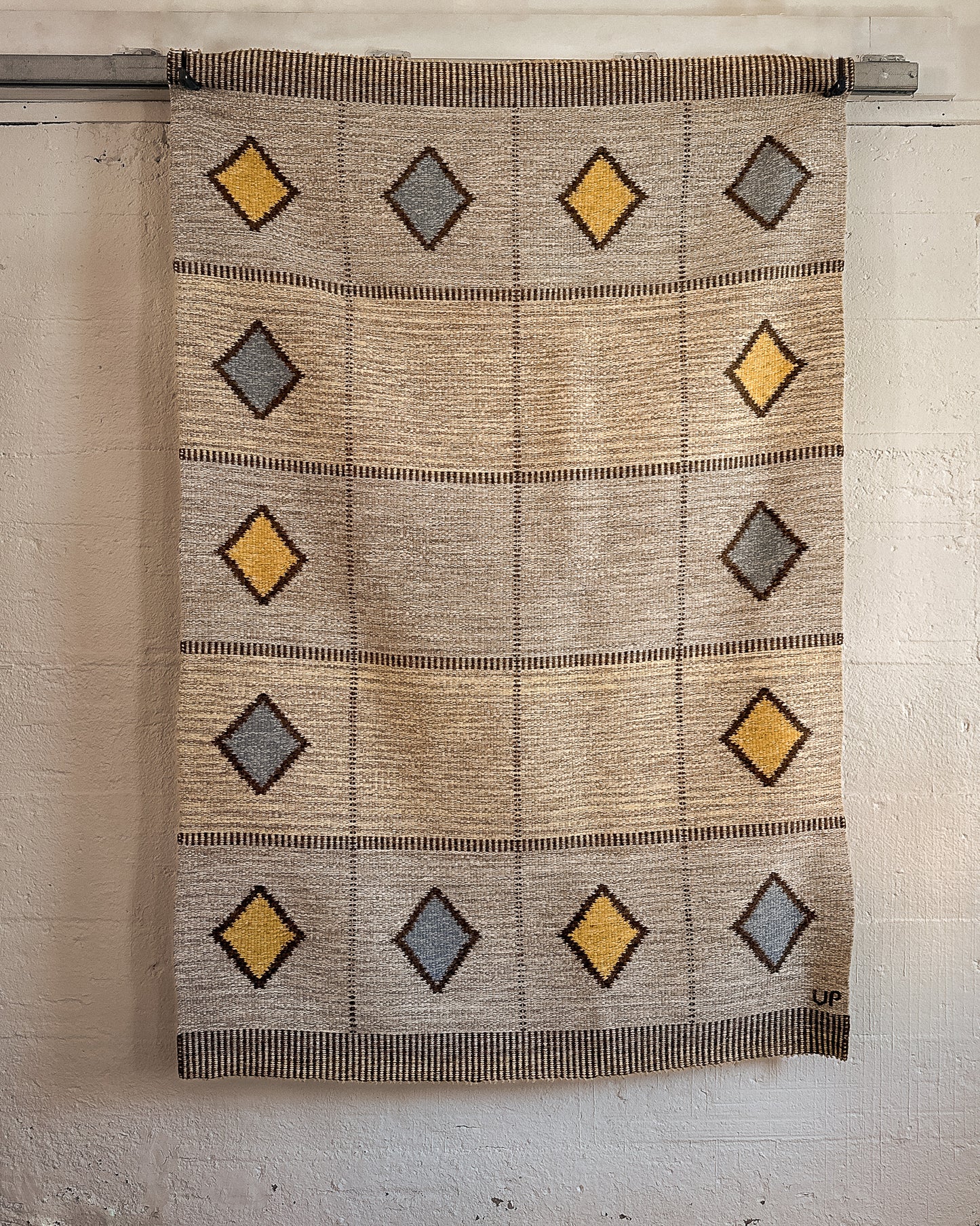 Handwoven Flatweave Rug, Rölakan Technique, Signed by Artist c. 1970