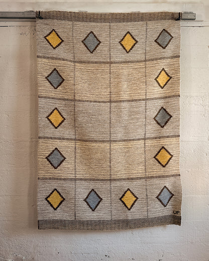 Handwoven Flatweave Rug, Rölakan Technique, Signed by Artist c. 1970