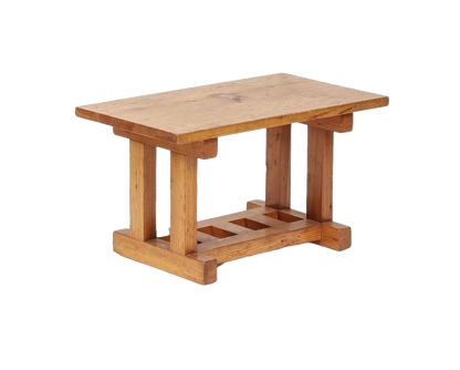 Pine Rectangular Coffee Table with Structural Base c. 1960