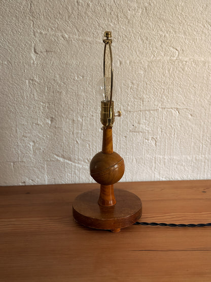 Turned Wood Globe Table Lamp, France, c. 1940